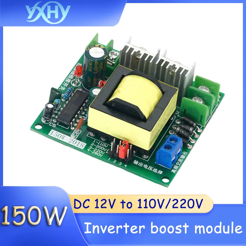 

1pcs 150W Inverter - Convert DC 12V to 110V/220V High-power Household Battery Inverter Conversion Board Boost Module
