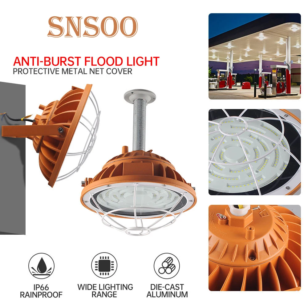 

SNSOO Explosion-proof Tunnel Warehouse Workshop Gas Station High-power 50W 100W 200W Mine-shaped Explosion-proof Light