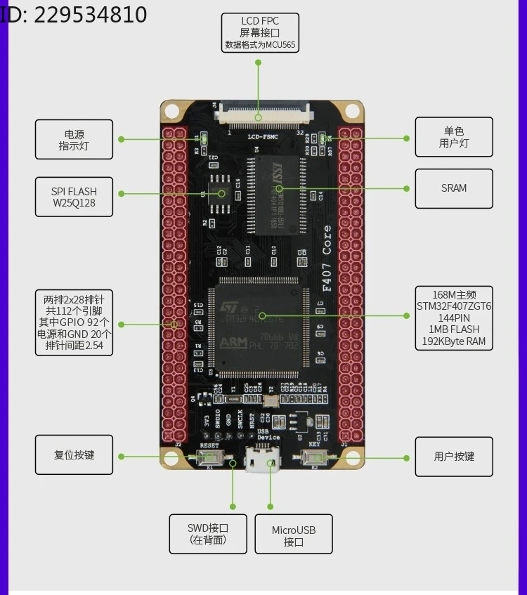 STM32 development board STM32F407 development board F407ZGT6 microcontroller, embedded