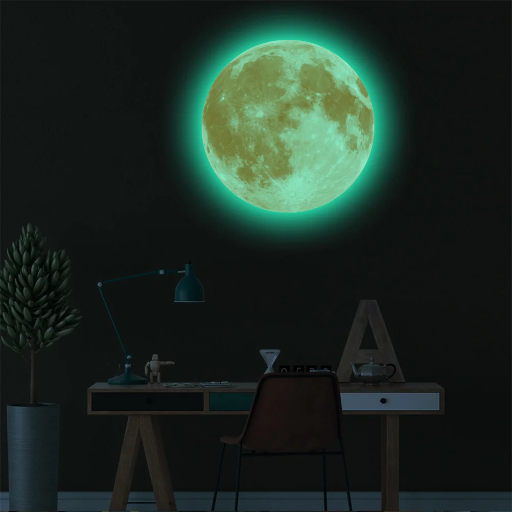 

1Pcs 40Cm Glow in The Dark Wall Decal Luminous Moon Sticker for Kids Bedroom Ceiling Wall Door Mirror Surface Easy Apply Remove