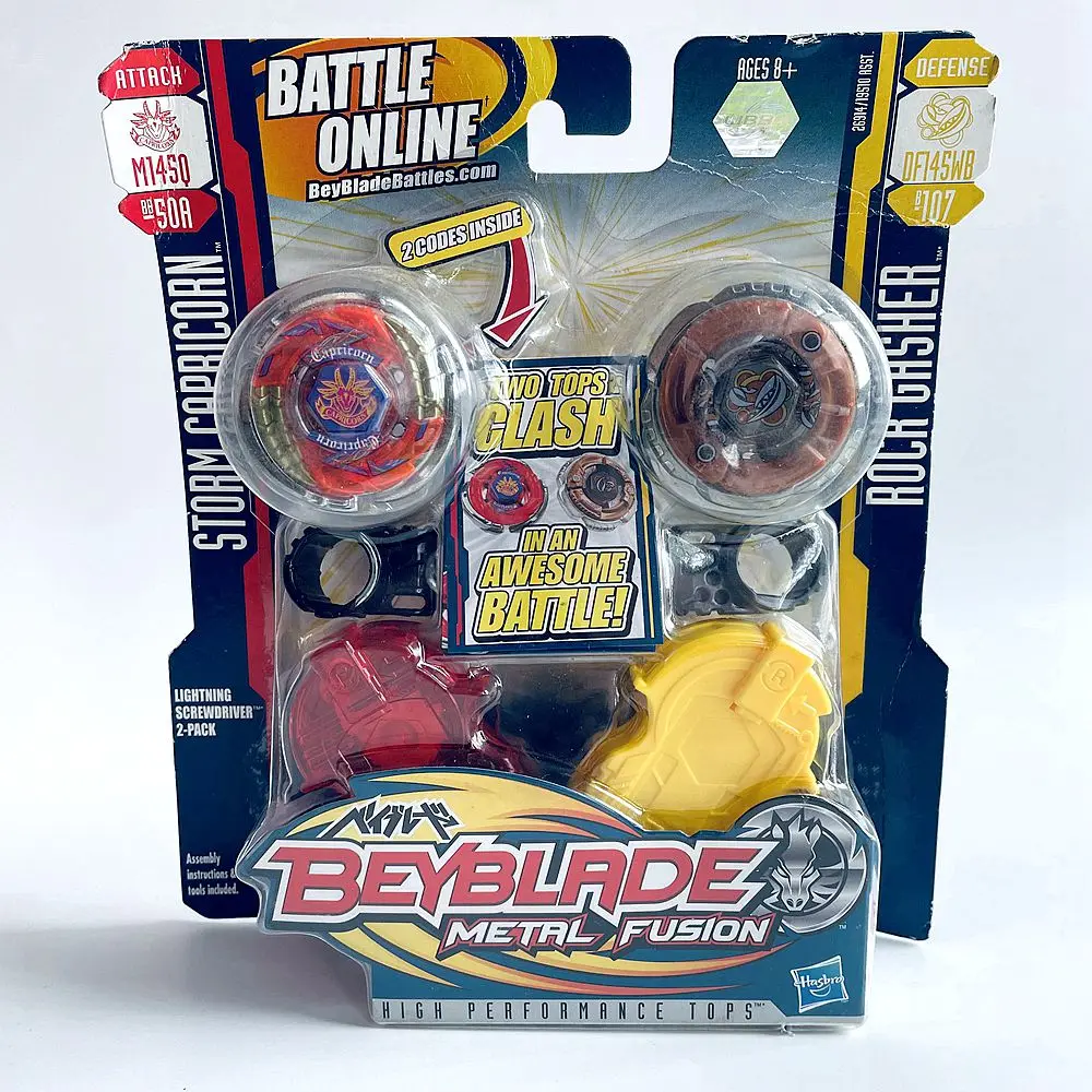 

Beyblade Metal Fusion M145Q BB-50A STORM CAPRICORN&DF145WB B-107 ROCH GASHER TWO TOPS GLASH