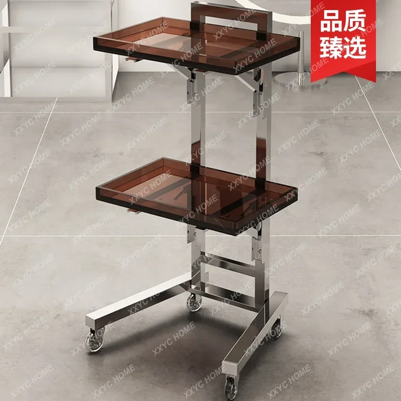 Barber Shop Trolley Stainless Steel Cart Beauty Salon Storage Rack Hair Hot Dyeing Tool Cart