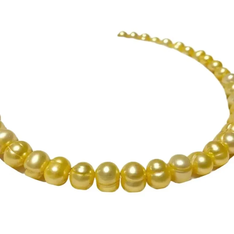 

Natural Gold Baroque Pearl Necklace, 10-11mm, 925 Sterling Silver Clasp,