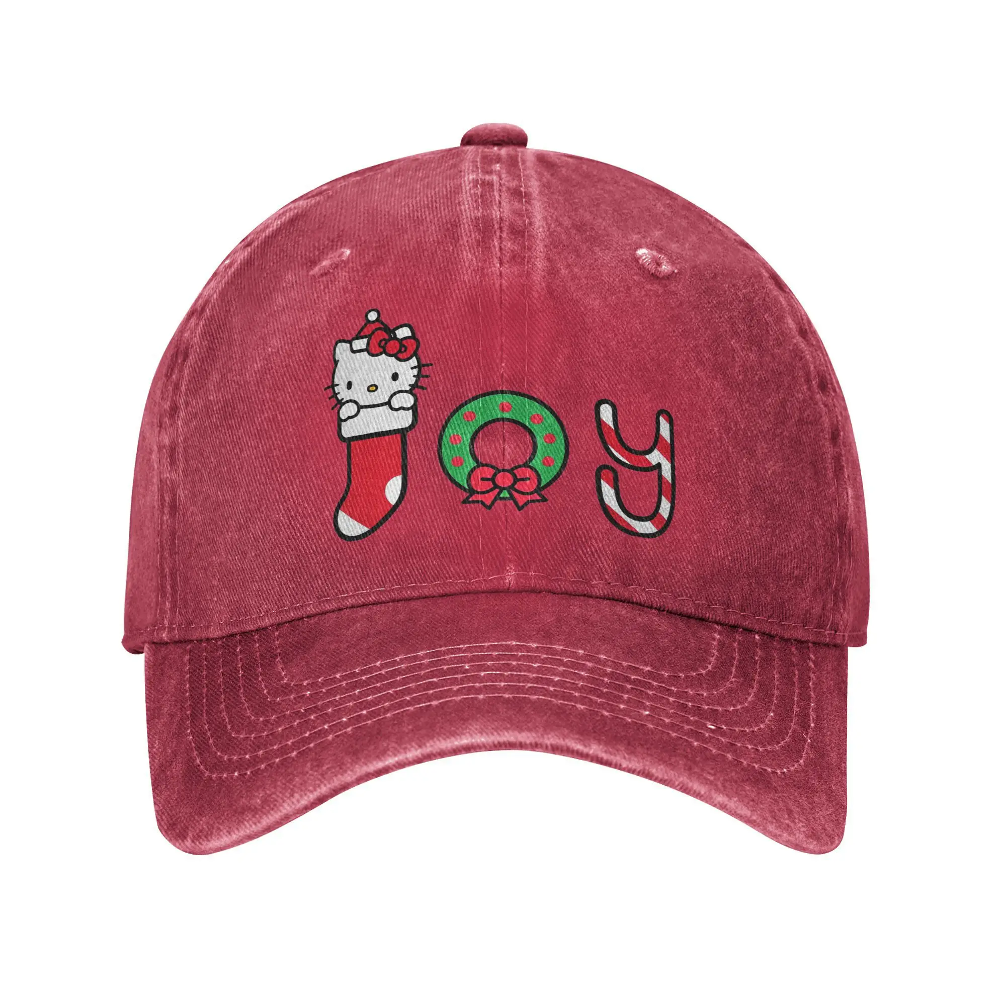 

Hello Kitty Christmas Joy Men Women Baseball Cap Distressed Washed Caps Hat Fashion Outdoor Unstructured Soft Sun Cap