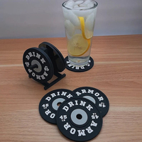 4Pcs Creative Weightlifting Discus Coasters Anti Slip Silicone Coasters