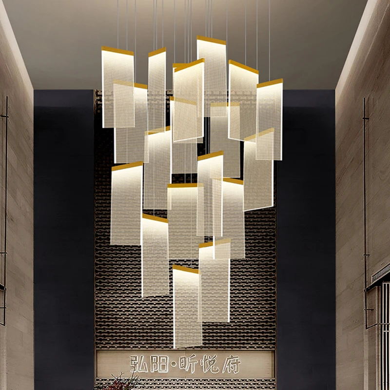 Modern luxury high-rise building decoration LED lights, staircase pendant lights, living room pendant lights, indoor lighting