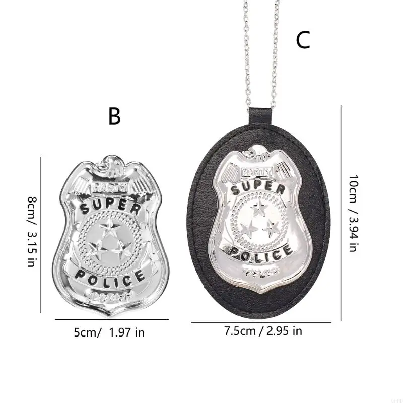  2 Piece Iron Cops Badge Set For Children Pretend Play Costume Accessory Realistic Detachable Design Safe And view 4