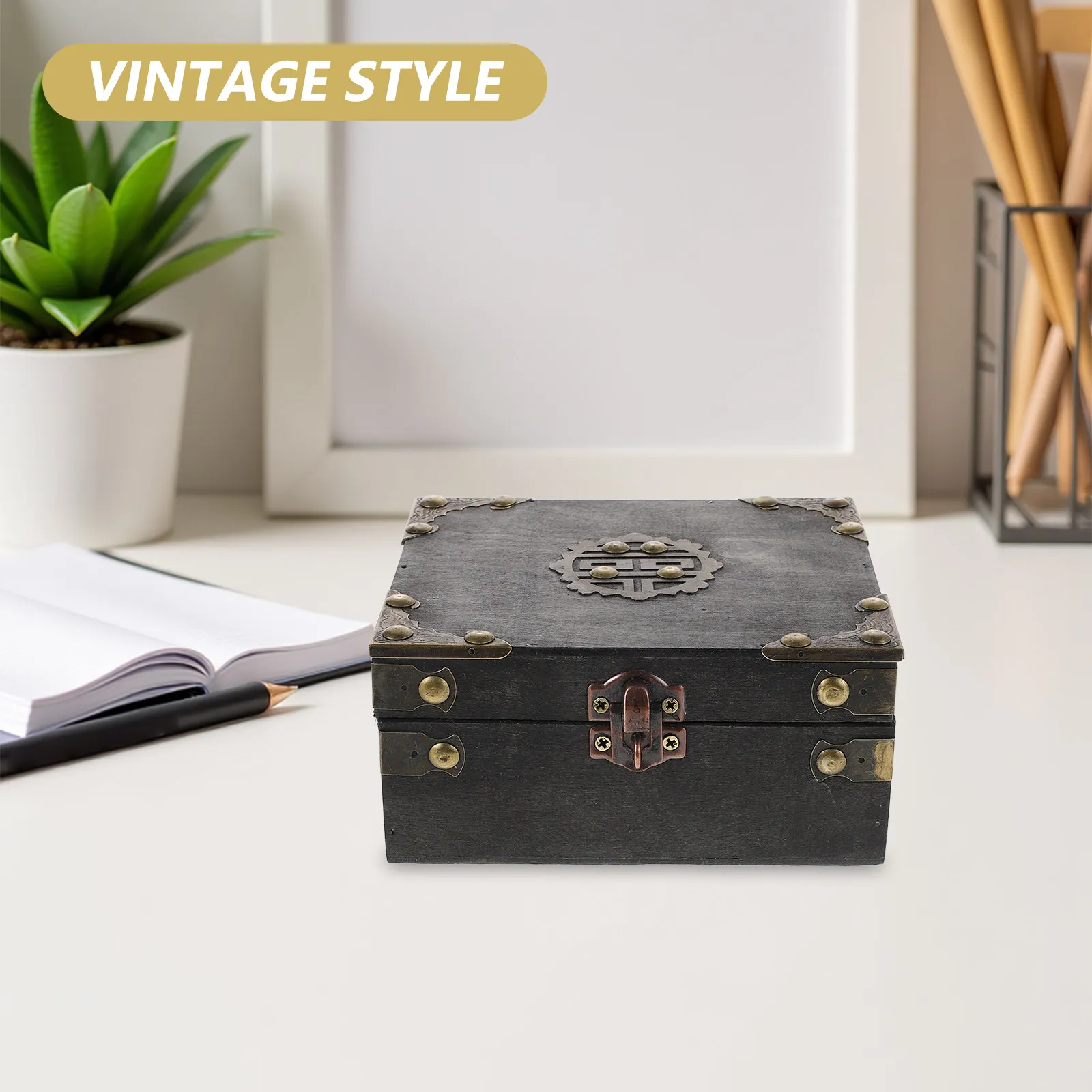 Vintage Wooden Puzzle Box Escape Room Treasure Chest Combination Lock Keepsake Organizer Jewelry Storage for Team Games