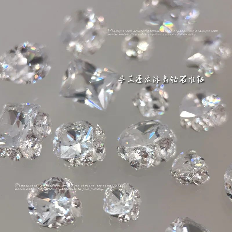 Perceuse à poils de Zircon Transparent blanc, cristal, cœur d'amour rond brillant, strass délicats, décoration Nail Art, accessoires de manucure