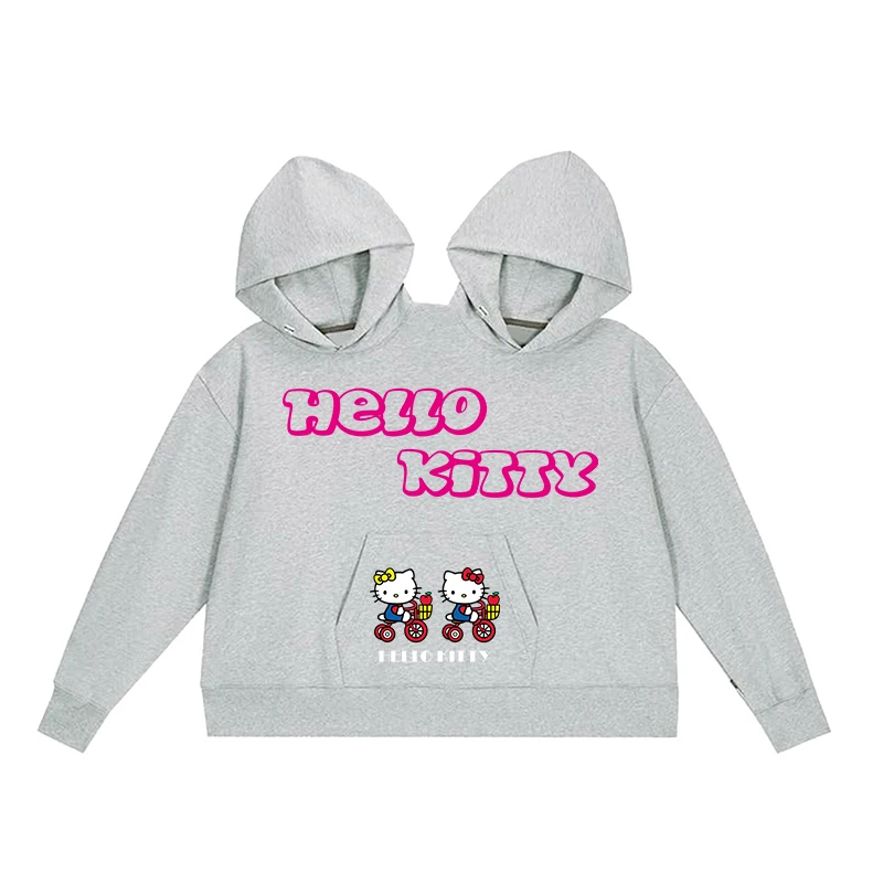 Hello Kittys Funny Couple Hooded Sweater Kawaii Sanrios Cartoon Autumn Winter Best Friend Intimate One-Piece Sweatshirt for Two