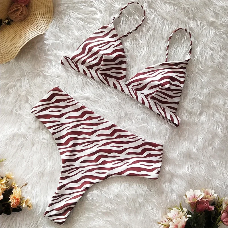

Zebra Print Swimsuit High Waist Bikini 2025 Women Thong Swimwear Brazilian Female Push Up Bathing Suit Swim Summer Beach Wear