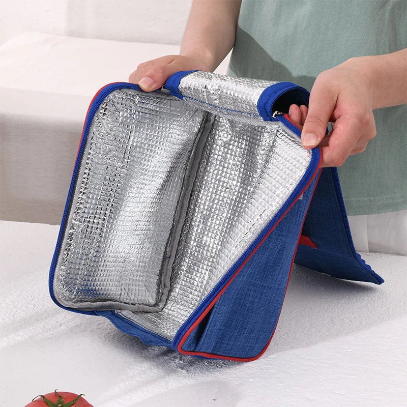 2-style Aluminum Foil Thermal Lunch Bag Waterproof Oxford Cloth Cooler Insulated Bag Bento Bags Portable Large Capacity Rice Bag