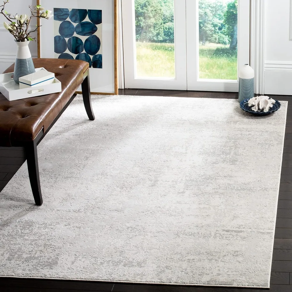 Beige & Grey, Vintage Distressed Design, Non-Shedding & Easy Care, Ideal for High Traffic Areas in Living Room, Rug