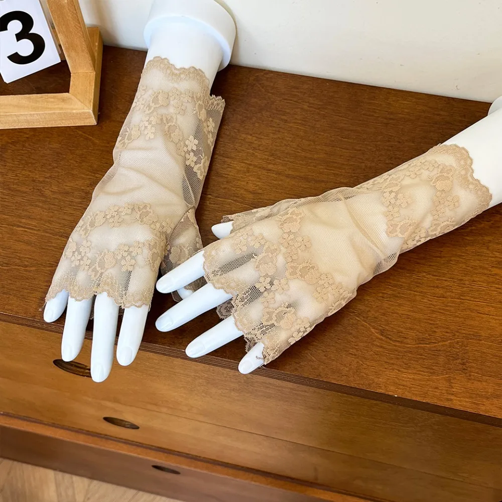 Gants en dentelle pour patients de mariage, protège-bras, protection solaire, conduite, équitation, été