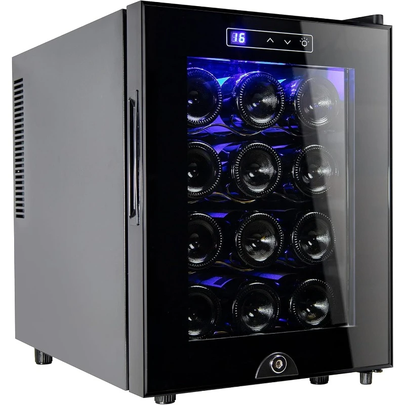 

Freestanding wine refrigerator with lock and digital temperature control mini size can accommodate red wine champagne etc.