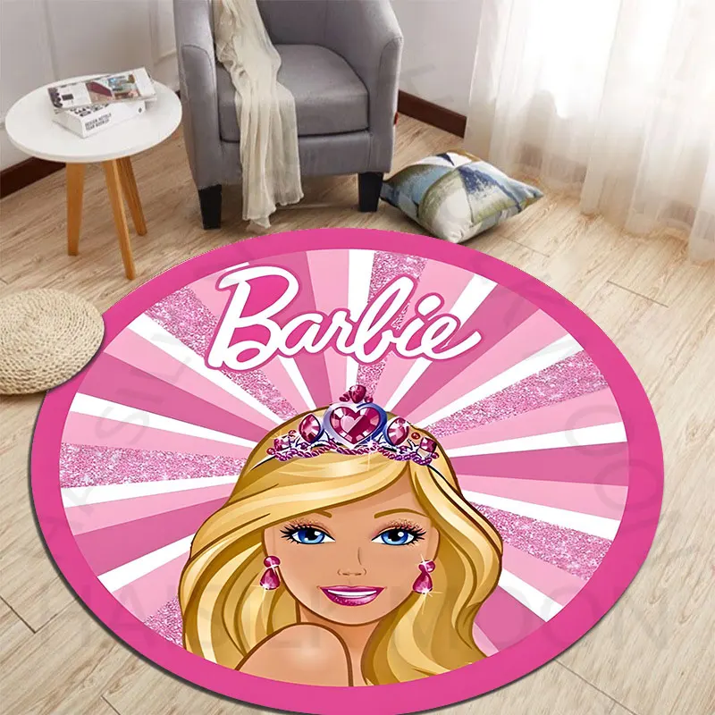 5 dimensioni tappeti rotondi Barbie per la camera da letto tappetini per la camera dei bambini tappetino per sedia da bagno per uso domestico