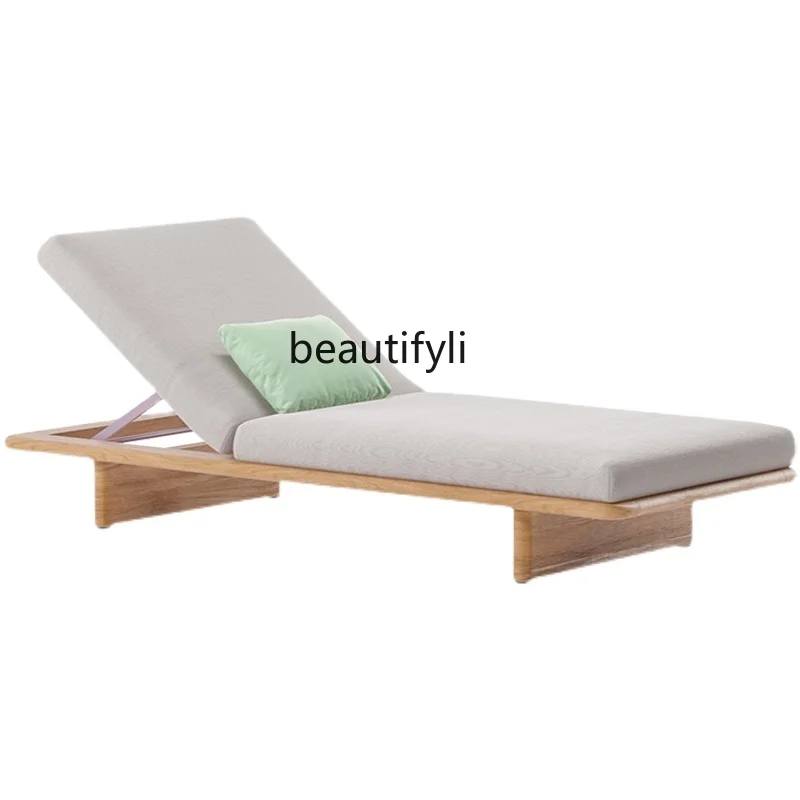 

Homestay Hotel Resort Beach Chair Swimming Pool Lying Bed Teak Furniture Solid Wood Anti-Corrosion