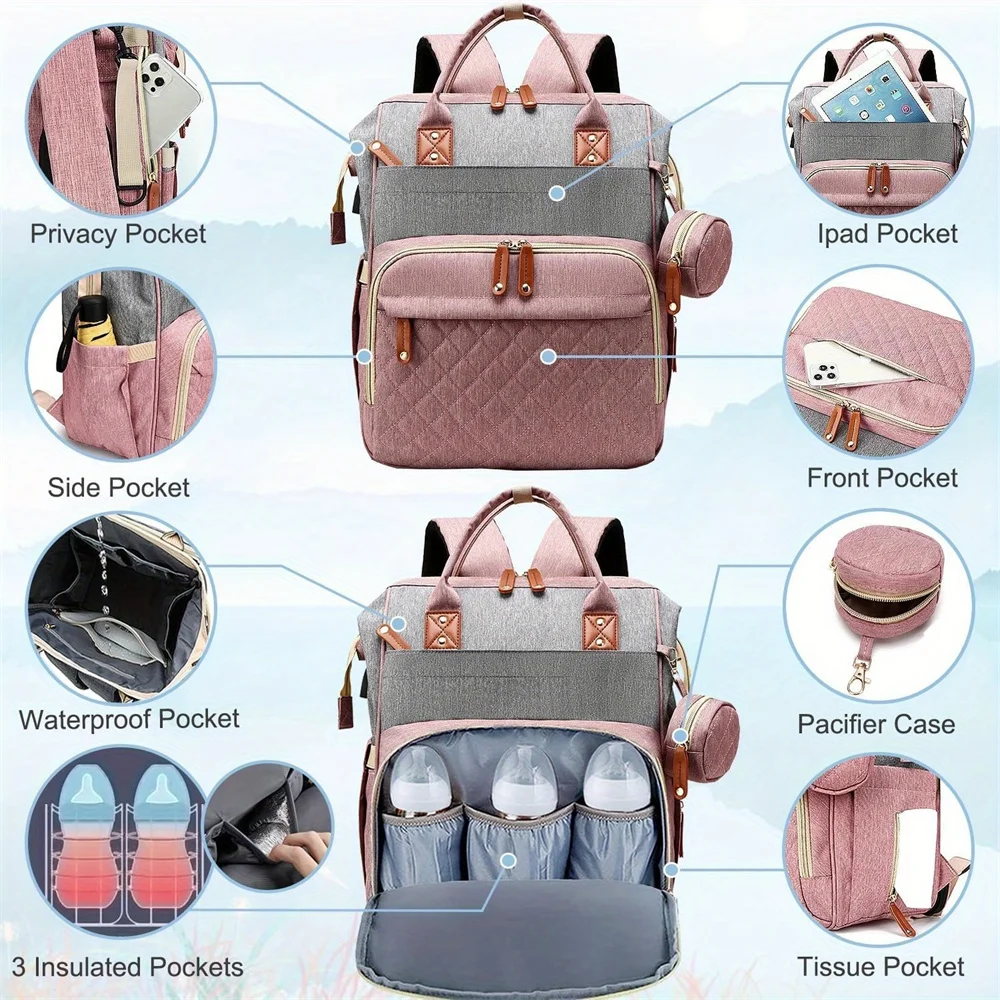 Diaper Bag Backpack Baby Bag, Baby Girl Boy Diaper Bag for Dad Mom with Pad, 16 Pockets, Pacifier Case, Large Diaper Bag Unisex