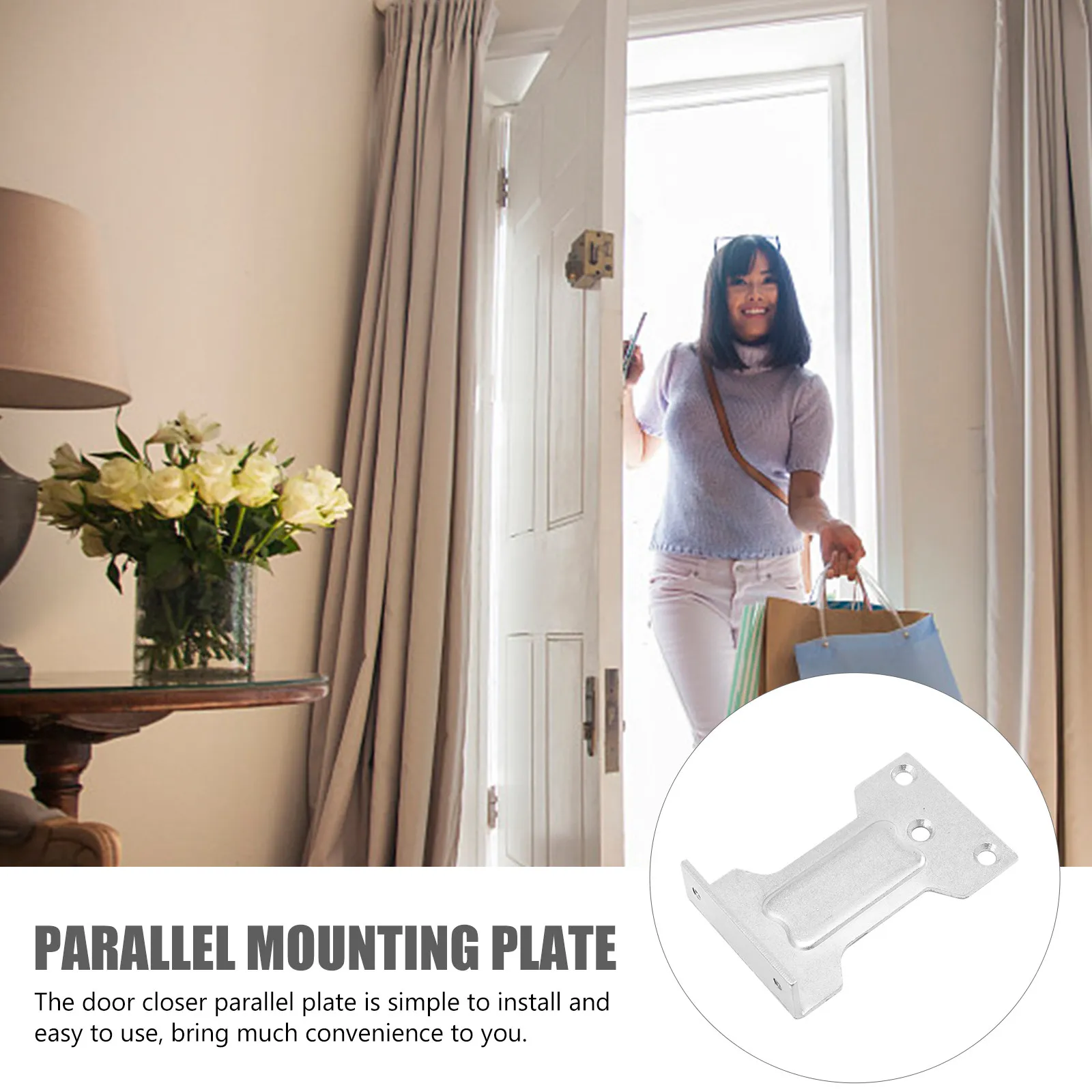 2Pcs Door Closer Parallel Board Premium Iron Parallel Plate Compatible with Standard Door Closers Quick Fit Secure Mounting