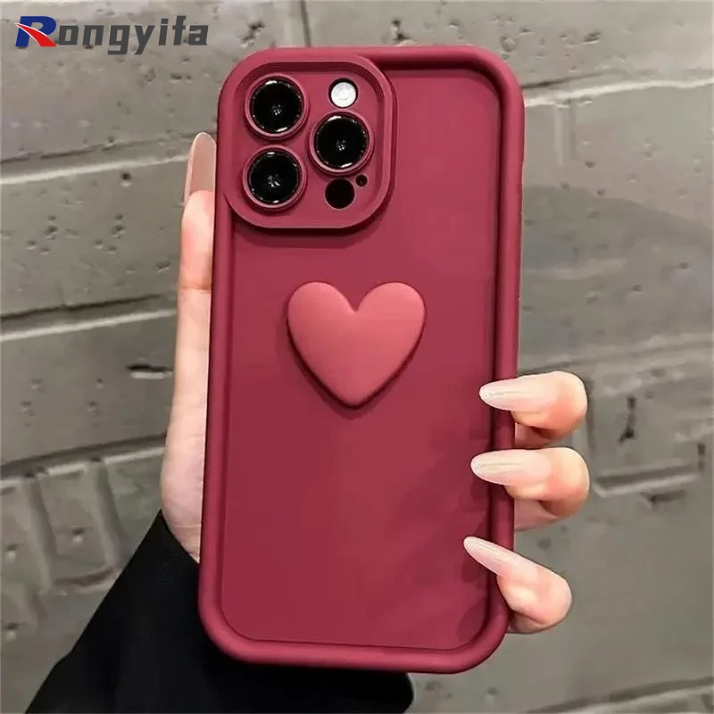 Per Huawei Nova Y71 Y70 Plus Y90 Y61 11i Y9 Y7 Prime Y7A Y7 Pro P60 P50E P40 Pro custodia per telefono Cute 3D Love Heart Cover posteriore morbida