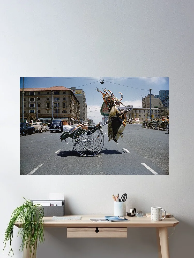 Slim Aarons 'Rickshaw, South Africa' Print Art Canvas Poster, Living Room, Home Wall Decor Picture