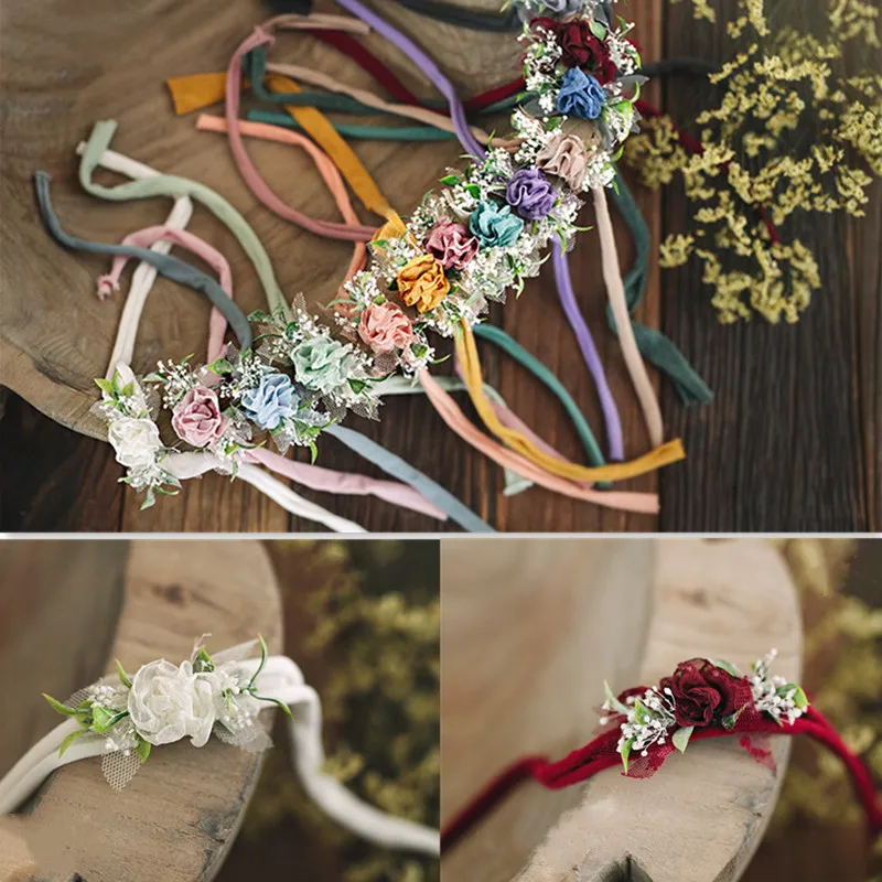 

Shining Newborn Photography Props Rose Hundred-days Baby Hairband Original Handmade Baby Headband Photo Shooting