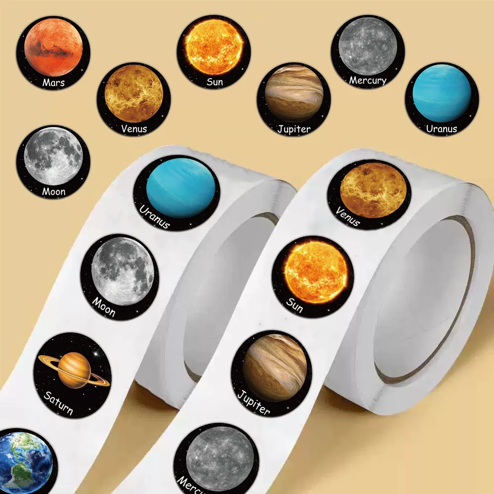 500PCS Creative Planet Roll Stickers, Laptop Handbooks, Envelopes, Water Cups, Sealing Stickers, Decorative Stickers