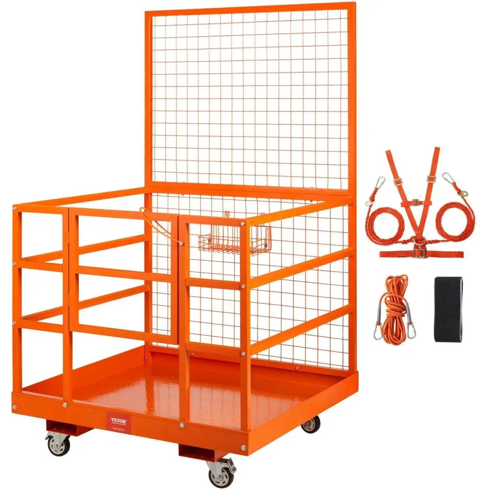 

Forklift Safety Cage Platform 43x45Inches 1400lbs With Wheels for aerial Use