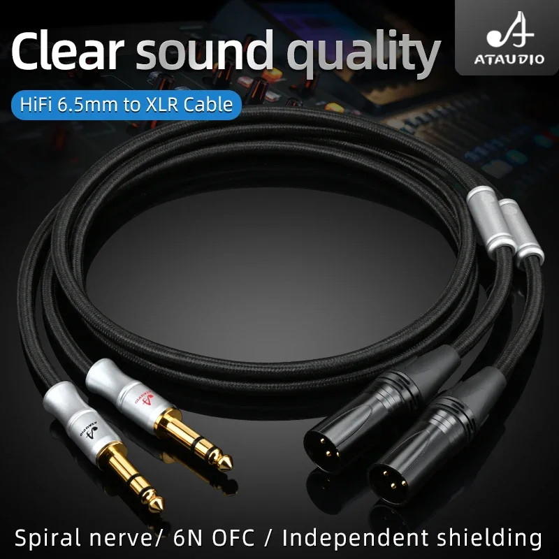 HiFi 6.5 to XLR Cable Hi-end 6N OFC Spiral Nerve Gold-Plated Plug Dual 6.5mm TRS to 2XLR Cable for Mixer Amplifier