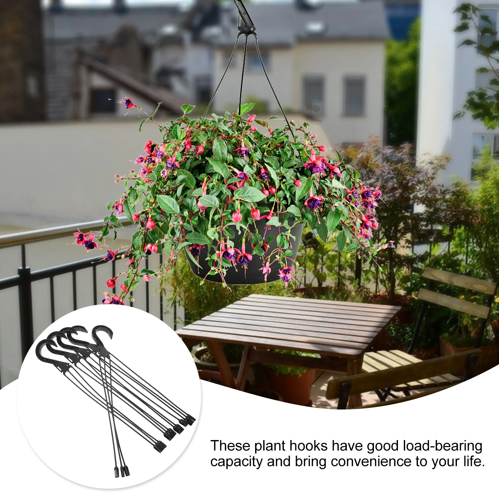 

5pcs Hanging Flower Pot Hooks White Plastic Plant Holders Durable Garden Accessories Balcony Terrace Home Office Use