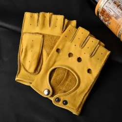 Autumn Winter Men Gentlemen Classic Leather Driving Warm Genuine Sheepskin Gloves Mittens
