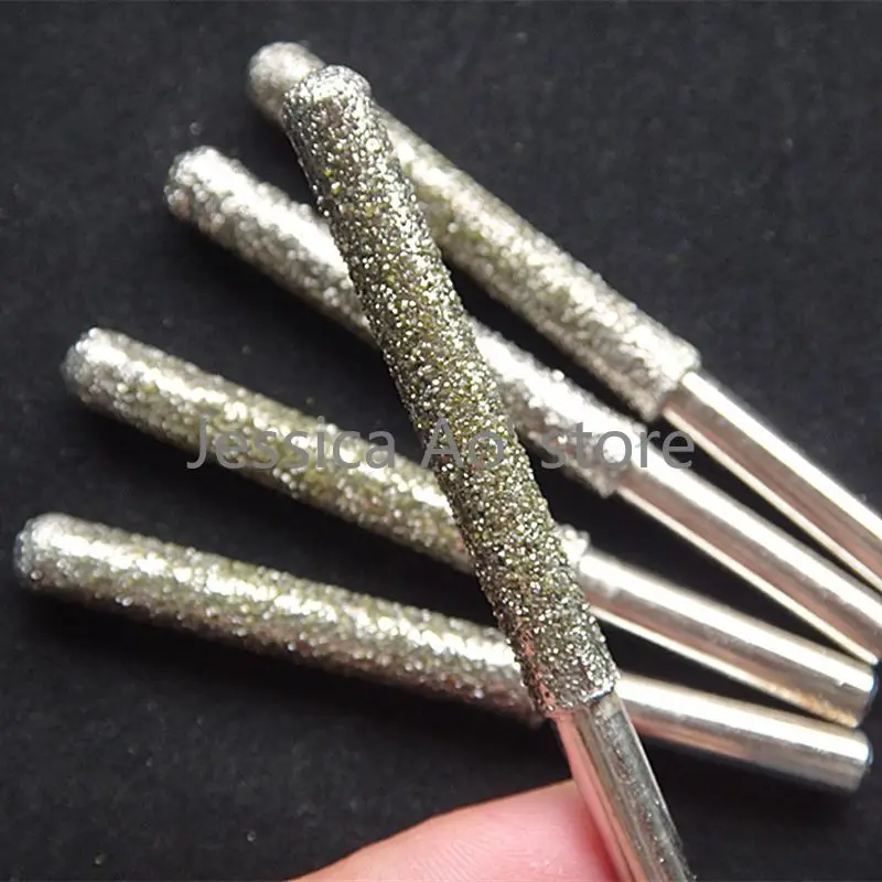 

5pcs 60 Grit 6x80mm Coarse Sand Diamond Grinding Rod Round Head Cylinder Abrasive Stick Stone Carving Peeling Tools