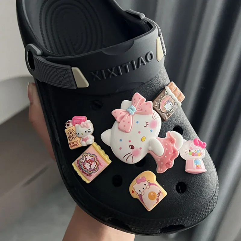 MINISO Hello Kitty Cat Cute Anime Shoes Accessories DIY PVC Cartoon Shoe Accessories Birthday Christmas Party Friend Favors Gift