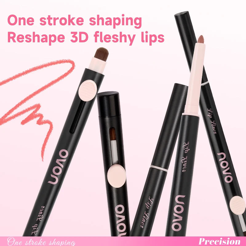 Double-Ended Lip Liner Pen, Lipstick, Long-Lasting Matte Finish, Waterproof, Easy To Apply, No Clumping, Full Coverage