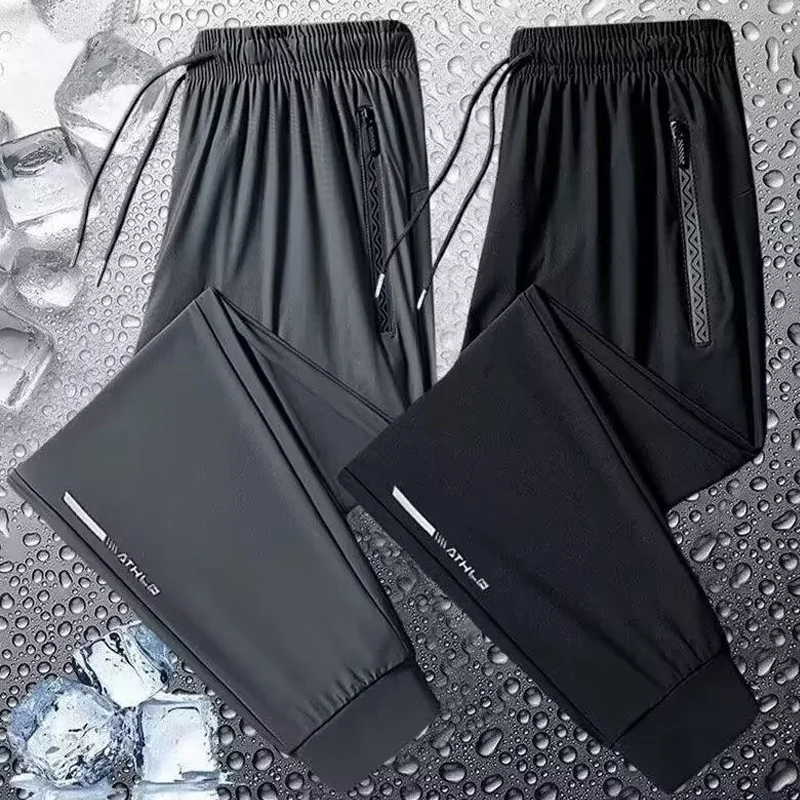 

2023 New Ice Silk Quick Dry Pants Women's Thin Small Foot Long Pants plus Size Running Sports Pants Breathable Comfortable