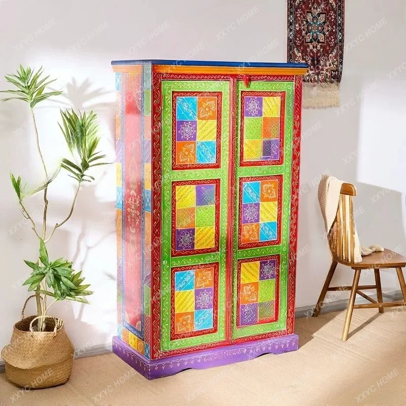 XXSoutheast Asian Style Wooden Narrow Entryway Cabinet Room Divider Storage Shelf For Home Hallway