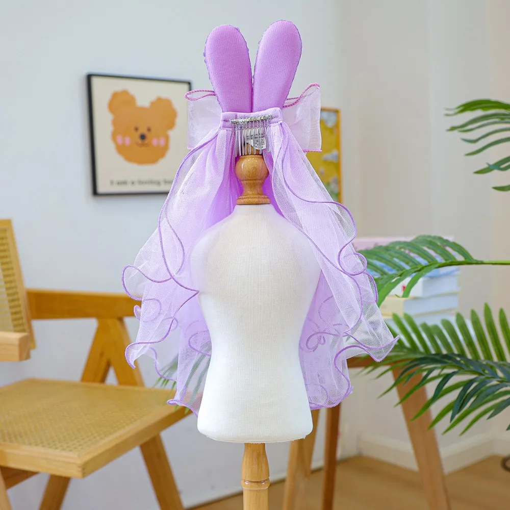 

Stylish Romantic Rabbit Puppy Veil Luxury Breathable Pet Headdress Beautiful Dog Wedding Dress Pet Accessories