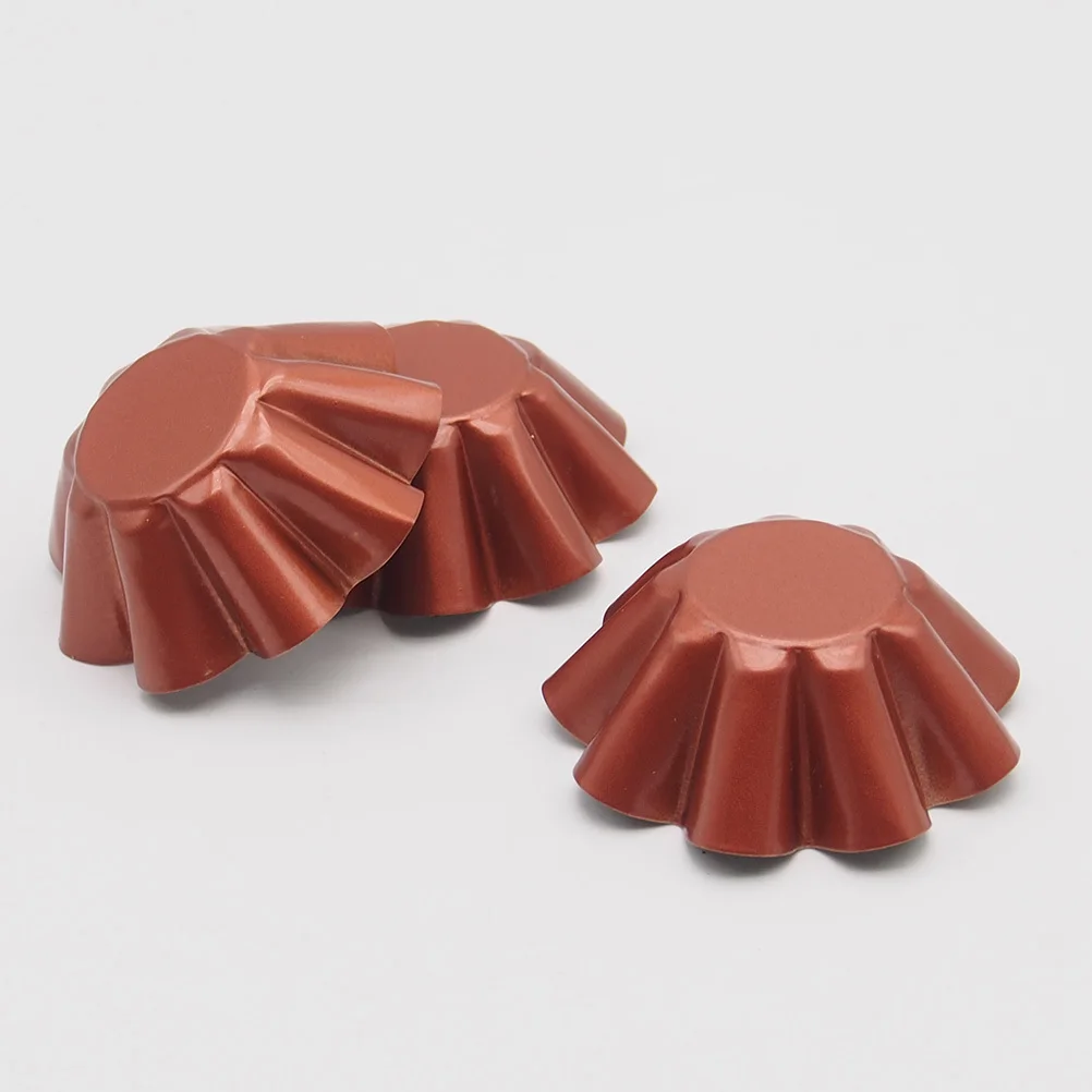 

12pcs Flower Shape Egg Tart Mold Golden Metal Nonstick Reusable Baking Cup Molds For Cake Pie Cupcake Cheesecake Dessert Metal