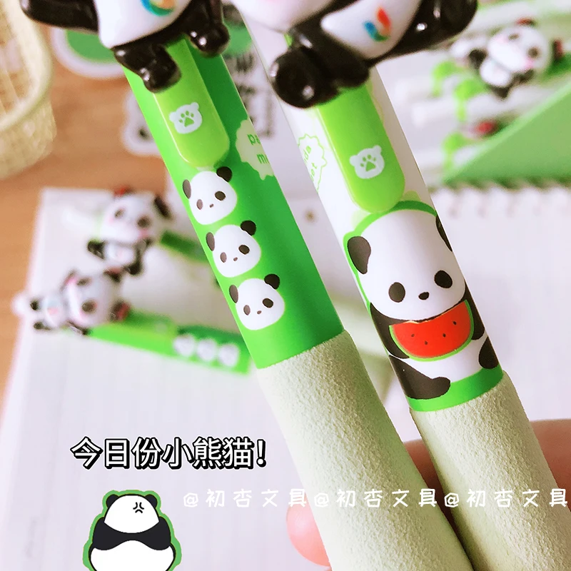 2 Stuks Panda Zachte Spin Gel Pen Set 0.5Mm Zwarte Kleur Inkt Voor Het Schrijven Van Kantoor School Briefpapier Benodigdheden