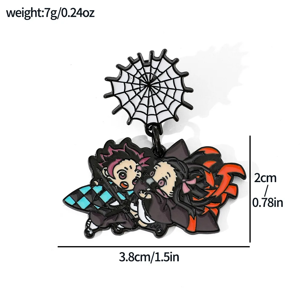 Japanese Anime Cartoon Creativity Demon Slayer Metal Badge Nezuko Tanjiro My Wife Yishan Alloy Brooch Accessory Y2k Fashion Toys