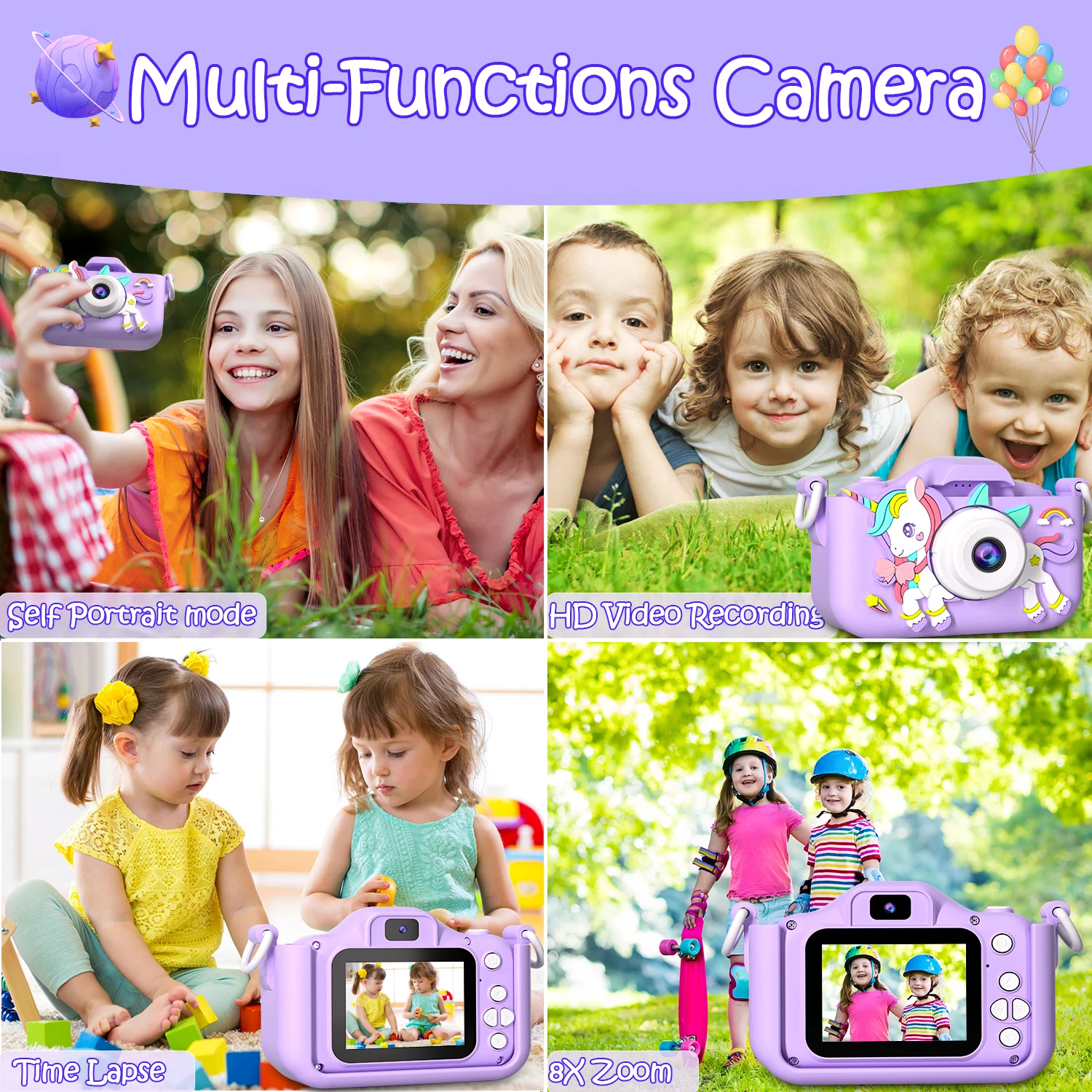 Kinds Camera 1080P HD Toddler Digital Video Camera 2.0-inch Kids Camera With 32GB SD Card Game Player Christmas Birthday Gifts