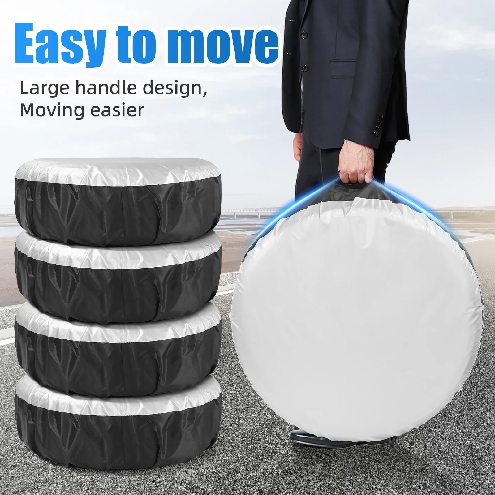 1/2/3/4PCS Car Auto Wheel Spare Tire Cover Storage Bags Polyester Tyre Wheel Covers Protector Waterproof Dust-proof Tire Bag