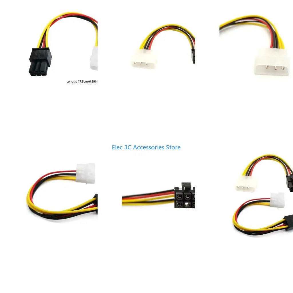 Y51A Adapter Cable 4 Pin  to 6 Pin PCI-Express PCIE Video Card Power Converter