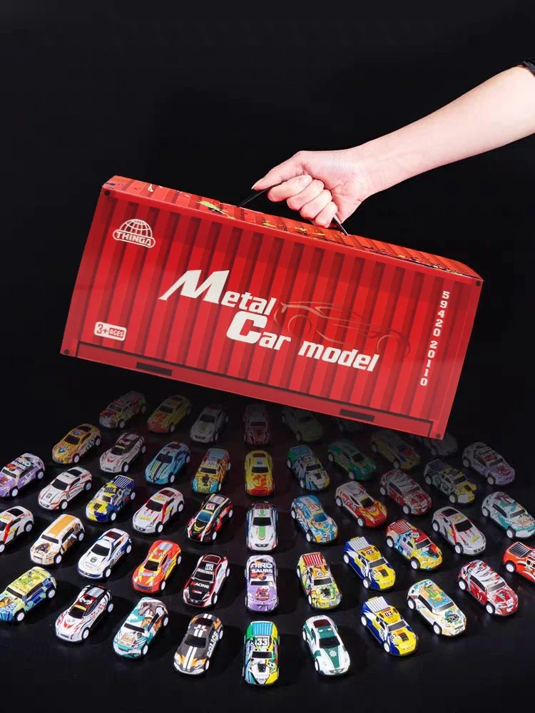 48STK/Set Mini Auto Zurückziehen Fahrzeug für Jungen Modell Spielzeug Kinder Spielen Karton Container Geburtstag Geschenk spielzeug auto simulation modell