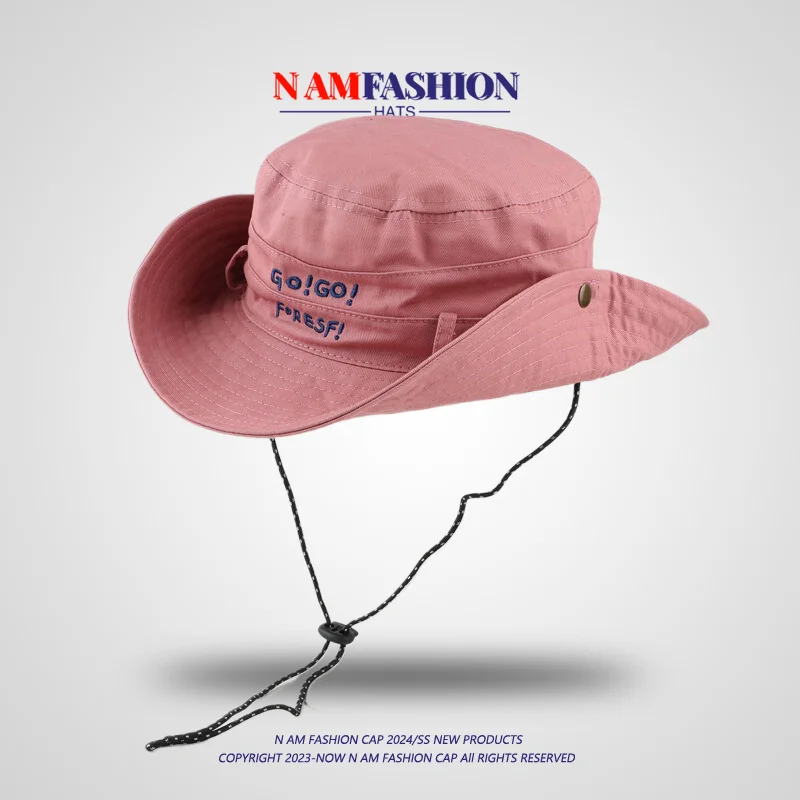 

New Sunscreen Sun-Shade Fisherman Hat Men and Women All-Matching Outdoor Camping Alpine Cap Embroidery Letter Basin Hat Tide