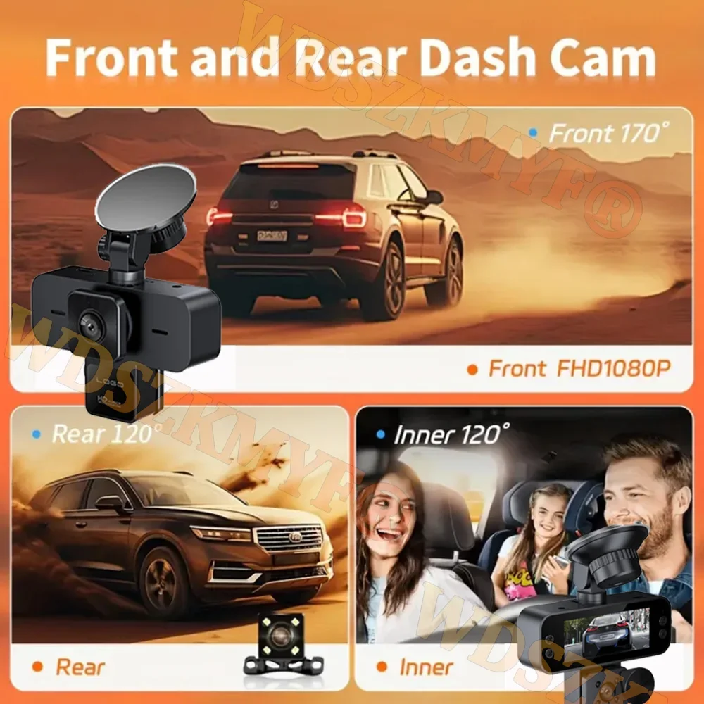 2/3 Channel 1080P Dash Cam for Cars WIFI&APP Car Dvr Camera Front inside Rear View Camera for Vehicle With G-sensor night vision