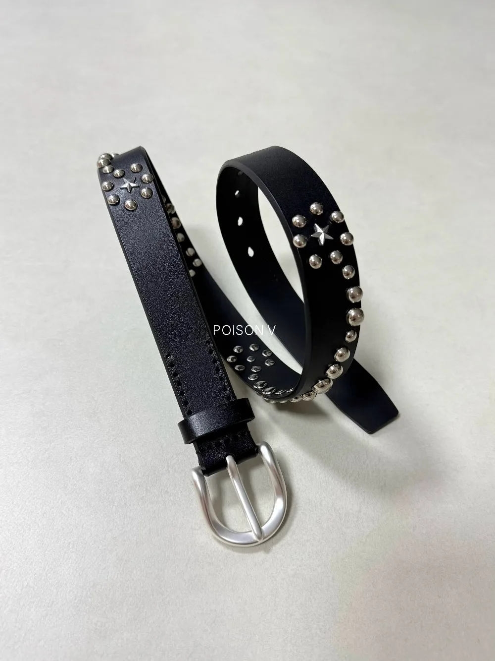 OL style single needle button head rivet leather old belt
