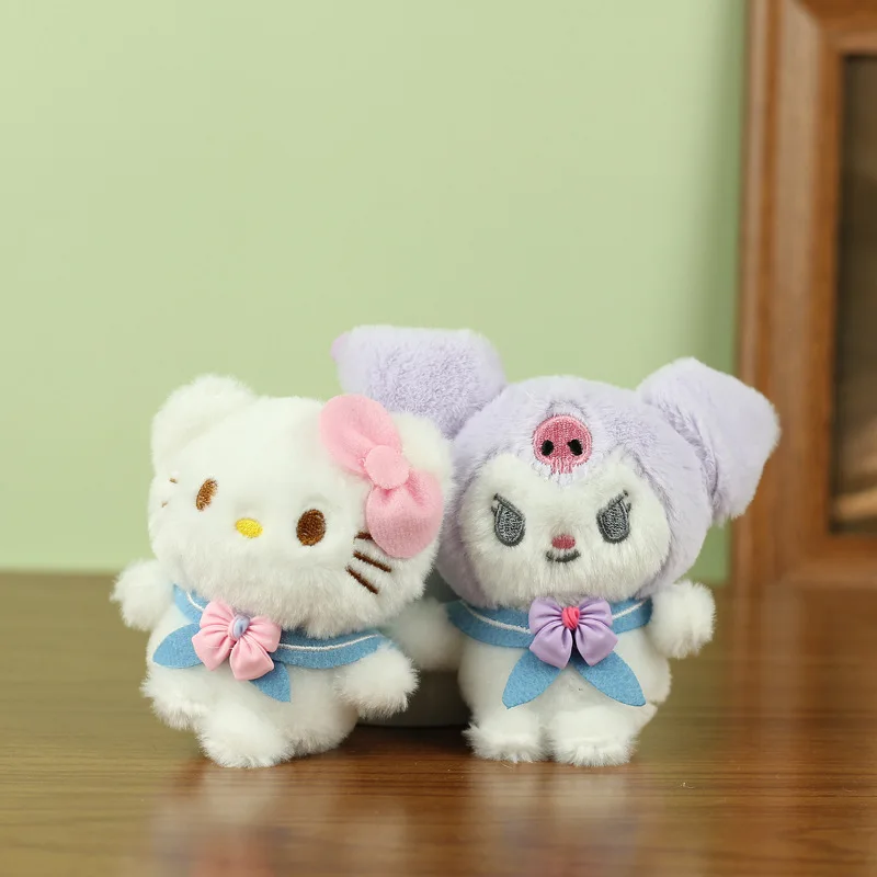 Cute Sanrio Kuromi Cinnamoroll Stuffed Doll Keychain My Melody Anime Cartoon Backpack Pendant Children Plush Toys Kids Gifts