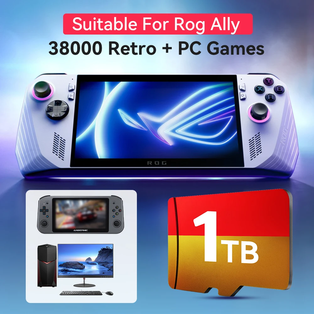 42000種類のレトロ/PCゲーム搭載ゲームカード、Rog Ally/Windowsハンドヘルド&PC、Switch/PS1/PS2/PS3/PSP/N64/WII/WIIU/SNESゲーム用TFカード