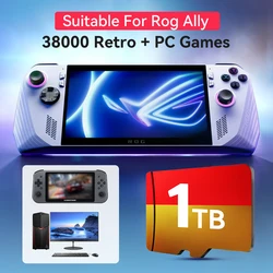 Game Card With 42000 Retro/AAA Games For Rog Ally/Windows Handheld&PC For Switch/PS3/PS2/PS1/PSP/N64/WII/SNES Gaming TF Cards